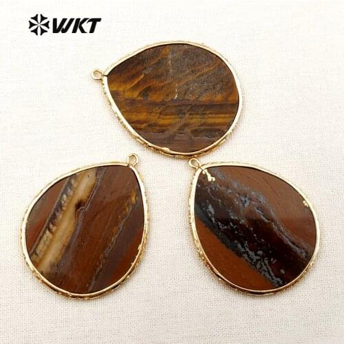 WT-P1314 wholesale fashion stone pendant beautiful water drop shape pendant high quality natural stone slice for women jewelry