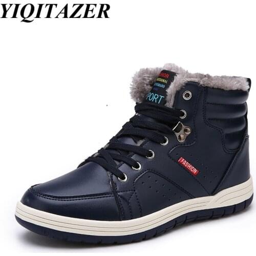 YIQITAZER 2018 Genuine Leather Lace up Military Ankle Fur Boots Men,Nature Wool Winter Snow Rubber Army Boots Man Leather Shoes