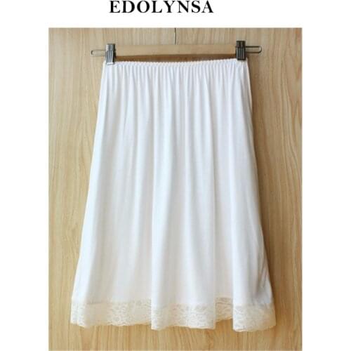 2021 New White Black Slip Women Modal Solid Half Slips With Lace Plus Size Elastic One Size #K19