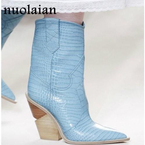 Womens Winter Ankle Boots Dress Leather Boot Woman Chelsea Boots High Heel Shoe Ladies Snow Chaussure Punk Bottine 9CM Heels