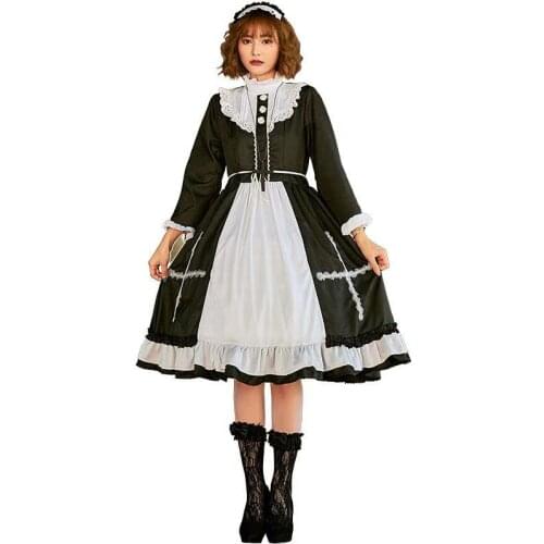 Pettiskirt Black And White Adult Women Nun Cosplay Female Halloween Maid Costumes Carnival Purim Parade Role Play Party Dress