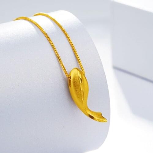 Necklace for Women Dolphins Pendant Necklace Mermaid 24K Gold Plated Chain Necklace Ethnic Party Engagement Wedding Jewelry