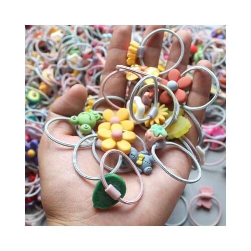 10pcs childrens Hair ring Headwear hair Korean version the cartoon headwear girl rubber band sweet cute Hair accessories