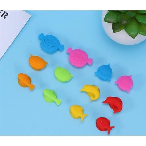 12pcs/set Creative Wine Glass Charm Silicone Marine Animal Suction Cup Drink Glass Charm Bar Accessories For Party Random Color