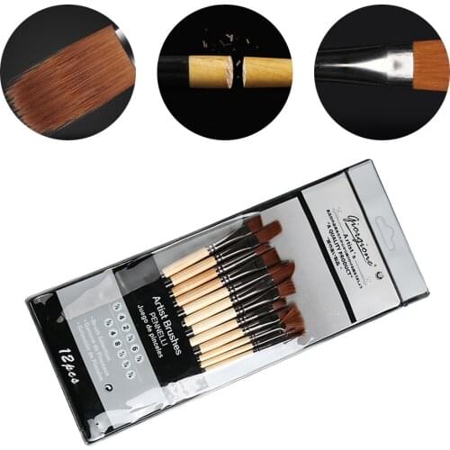 12pcs/bag Professional Paint Brushes Different Shape Nylon Hair Artist Painting Brush For Acrylic Oil Watercolor Art Supplies