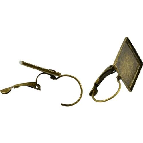 12pcs Vintage Bronze Plain Leverback Earring Blanks With 16mm Cabochons Pad
