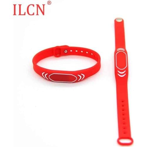 125khz ID RFID Adjustable Silica Gel Waterproof Red Read Only EM4100 TK4100 Access Control Wristband Keyfob Fast Shipping 1pcs