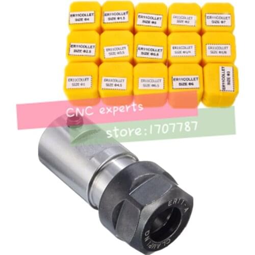 15pcs High Carbon Steel ER11 Spring Collet 1-7mm with ER11A Extension Rod Motor Shaft HolderInner 4MM 5MM 6MM 6.35MM 8MM