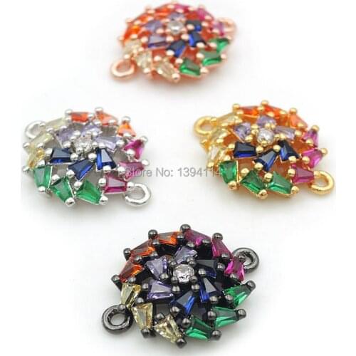 17*14*3mm Micro Pave T-CZ Of Mixing Colors Sun Connectors Fit For Men And Women Making Bracelets Jewelry