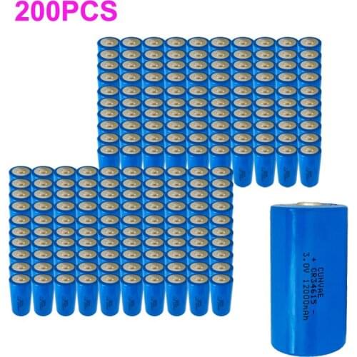 200PCS CR34615 battery CR34615 34615 3.0V 12000mah PLC D capacity lithium batteries Lithium Batteria and pillar type battery
