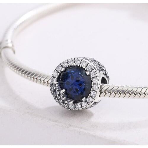 925 Sterling Silver Blue Dazzling Snowflake Charm Stone Encrusted And Cutout Snowflake Motif Charm Bracelet DIY Jewelry Making