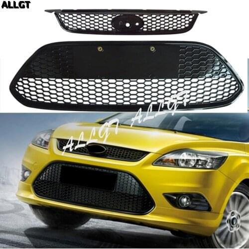 Car Front Gill+ Lower Grille Bumper Honeycomb For Ford Focus Hatchback Sedan 2009 2010 2011 2012