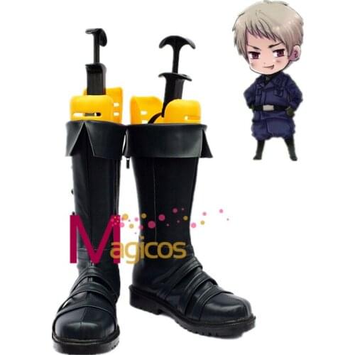 Anime APH Axis Powers Hetalia Prussia Cosplay Party Shoes Unisex Black Boots Custom-made