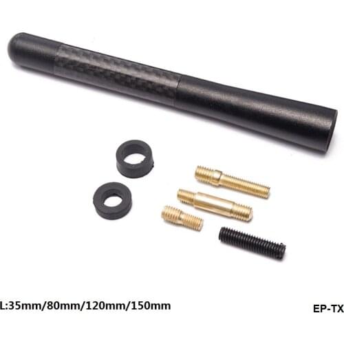 Black Carbon Fiber Radio Short Antenna Universal Car Decorative Screw (Length=3.5cm/8cm/12cm/15cm) EP-TX-ALBZ