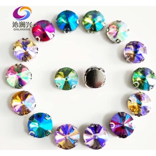 AB color High-grade Round shape AAA glass crystal sew on Anti hook D shape claw rhinestones ,diy/apparel accessories