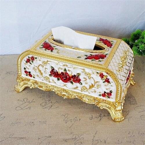 Metallic Texture Plating Color Rose Tissue Box Furniture Living Room Decor Mesh Rose Tissue Box