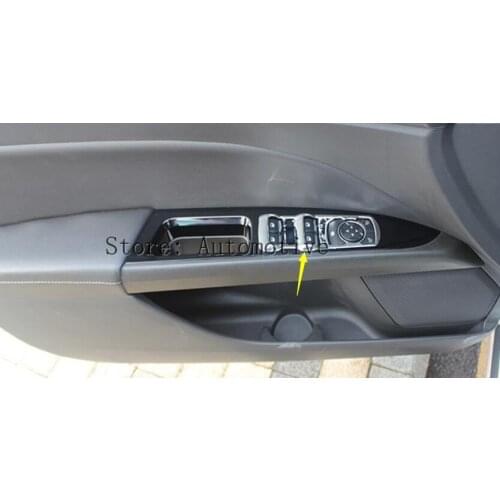 For Ford Mondeo 2014 2015 / Fusion 2014 2015 ABS Inner Door Armrest Window Lift Button Cover Trim 4 pcs / set