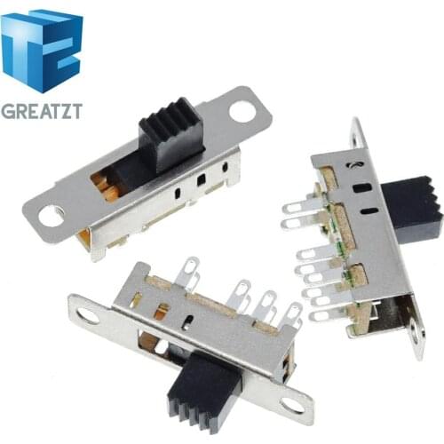 GREATZT 10Pcs SS23E04 Double Toggle Switch 8 Pins 3 files 2P3T DP3T Handle high 5mm small slide switch
