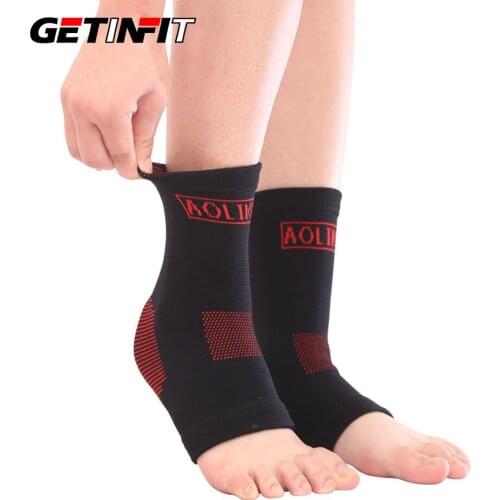 Getinfit 1Pair Protective Compression Elastic Ankle Support Basketball Breathable Sports Ankle Support Belt Brace Protector