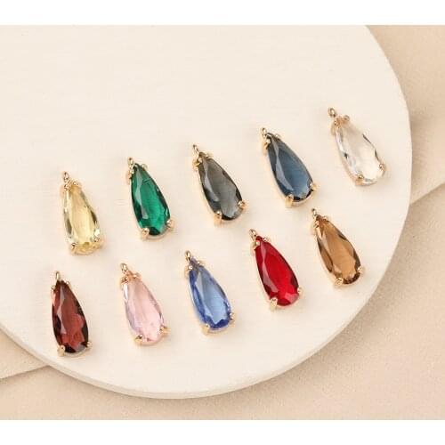 HAOSAW 6Pcs 8*18MM Jewelry Accessories/Crystal Pendants/DIY Making/Oval Waterdrop Shape/Jewelry Findings & Components/Hand Made