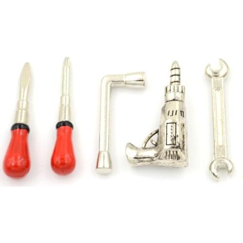 5pcs/Set Simulation Garden Furniture Toys Alloy Repair Tool 1:12 Dollhouse Miniature Accessories For Doll House Decoration