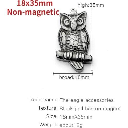 Natural Hematite 18x35mm Loose Owl Charms Luck Blessing Change Destiny for Jewelry Making DIY Bracelet Necklace Earring