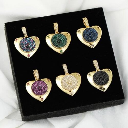 Juya Handmade Micro Pave Zircon Luxury Gold Plated Love Heart Charms For DIY Women Fashion Lovely Pendant Bridal Jewelry Making