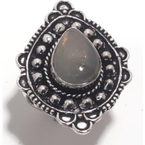 Labradorite Ring Silver Overlay over Copper, USA Size : 7.75 , FRR0321