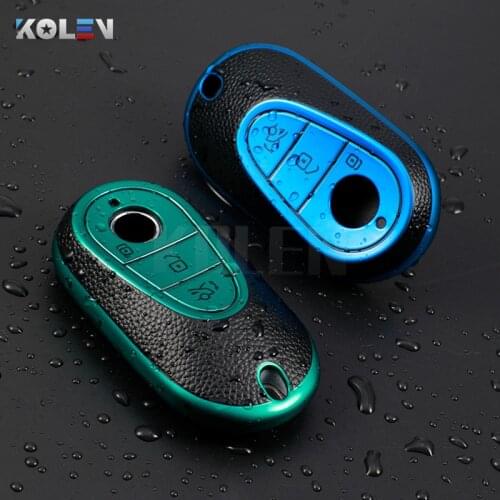 Leather TPU Car Smart Key Case Cover For Mercedes W223 S Clss S300 S350 S450 S500 2021 Protector Shell Fob Keychain Accessories