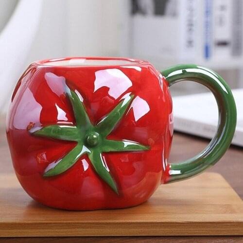 Creative Lovely Simple Fruit Shape Water Cup Strawberry Student Couple Grape Pineapple Ceramic Mug Desktop Coffee Cup Gift