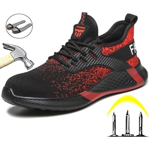 Fashion Work Safety Boots Men Shoes Sneakers Breathable Anti-Smashing With Steel Toe Cap Work Boots Indestructible Sneakers