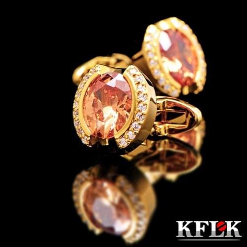 KFLK Luxury 2020 HOT shirt cufflinks for mens Brand cuff buttons Crystal cuff links Gold High Quality abotoaduras Jewelry