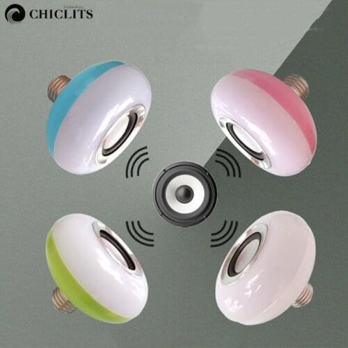 New E27 3W Wireless Bluetooth LED Bulb Light Music Bulb Stereo Speaker With 24 Keys Remote Control White Blue Green Pink