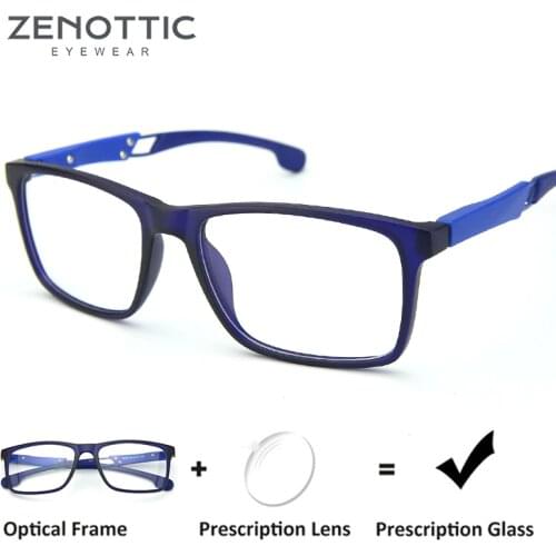 ZENOTTIC Blue Sport Prescription Glasses For Men Anti-Blue-Ray Myopia Eyeglasses Optical Hyperopia Photochromic Glasses Frames