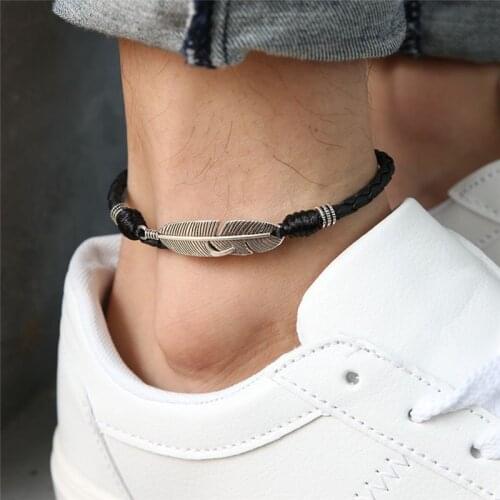 Simple Adjustable Handmade Leaf Anklets Woven Adjustable Rope Lucky Foot Bracelet For Women Men Jewelry New