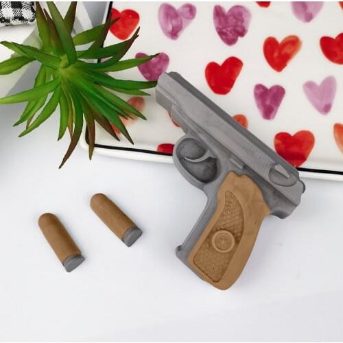 PRZY Mould Silicone Pistol Bullet Mold Soap Molds Gun Molds Handmade Fondant Soap Clay Resin Candle Mould