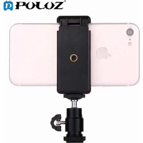 PULUZ 1/4 inch Hot Shoe Tripod Head + Tripod Stand Clamp for iPhone, Samsung, Huawei, HTC, 5.5cm - 8cm Width Smartphones