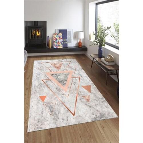 Pink Triangle Marble Patterned Carpet (Machine Washable Slip-Resistant Leather Sole 180cm X 280cm) - CP237