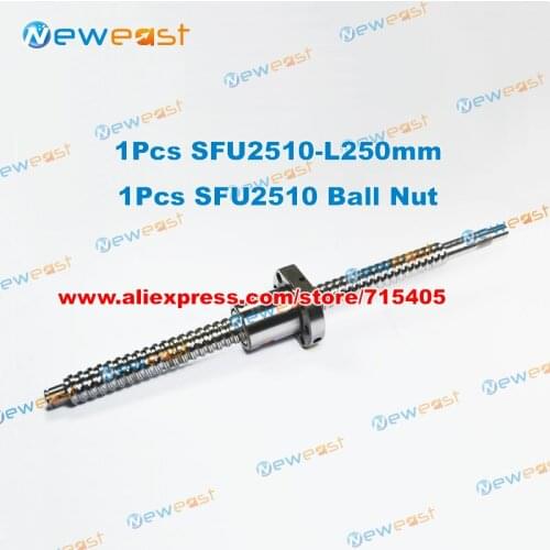SFU2510 250mm RM2510 250mm Rolled Ball screw 1pcs+1pcs ballnut + end machining for BK/BF20 standard processing