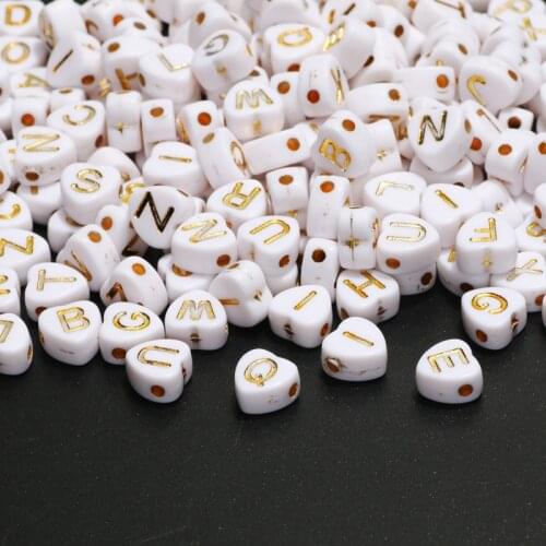 Mix White Acrylic Letter Beads 7mm Heart-Shaped Letters Spacer Loose Beads For Jewelry Making Diy Necklace Bracelet Accessories