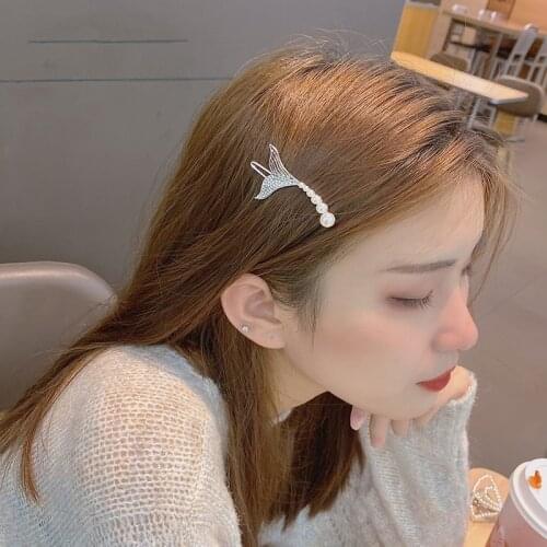 Timlee H021 Delicate Lovely Mermaid Fish Tail Imitation Pearl Metal Hair Clip Hair Accessory Wholesale