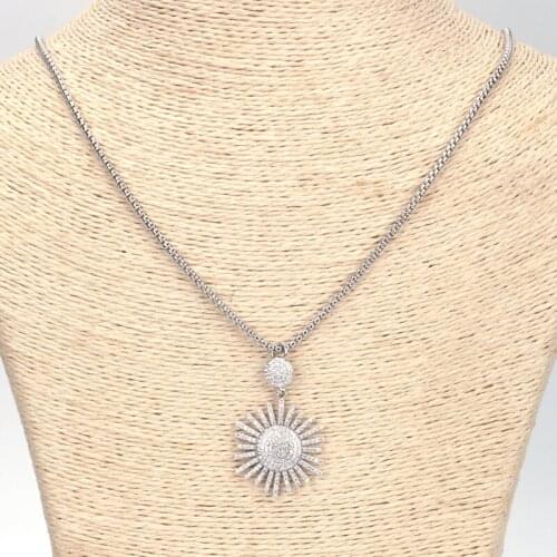 Trendy Color Star Pendant Charm Pave White Cz Cubic Zirconia Beads Choker Pendant Necklace For Women