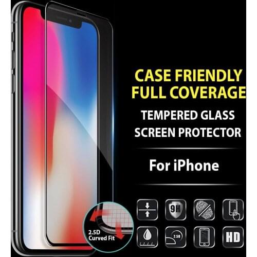 2.5D Full Cover Tempered Glass For iPhone X XS XS Max XR Screen Protector Full Screen Film For iPhone XS XR X Case Friendly
