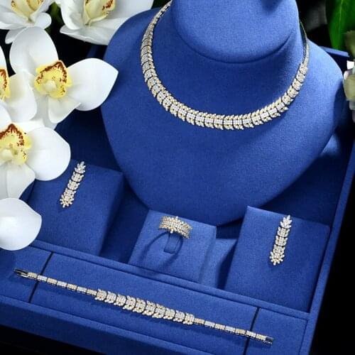 Be 8 Sparkling AAA Cubic Zirconia Women Bridal Wedding Jewelry Set Leaves Shape Trendy for Women Party Accessories S485