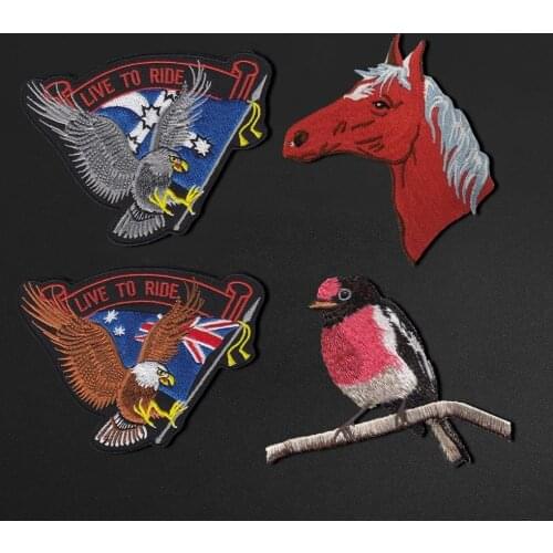 Cute bird embroidery badge, horse badge, eagle flag embroidery patch, DIY decorative cloth sticker for hot ironing on clothes