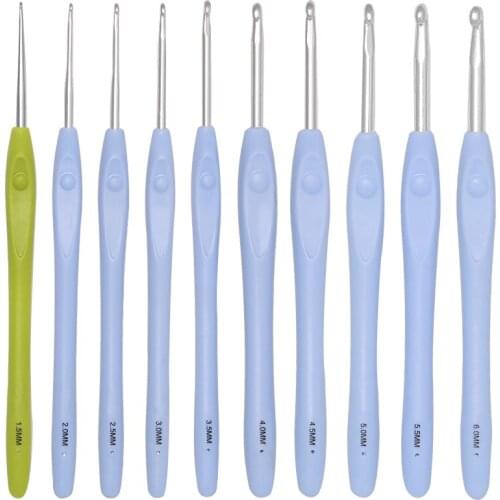 Imzay 10Pcs Crochet Hook Knitting Needles Set Multi-size Color Sweater Knit Crochet Hooks DIY Weaving Tool Sewing Handmade Craft