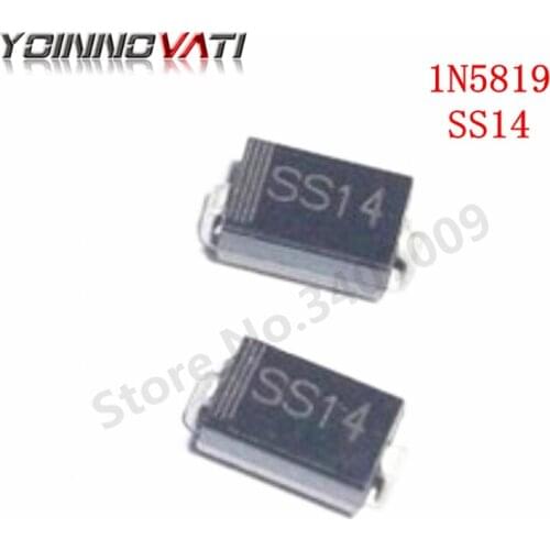 100PCS/Lot sma 1n5819 smd 1A 40V do-214ac Schottky diode ss14