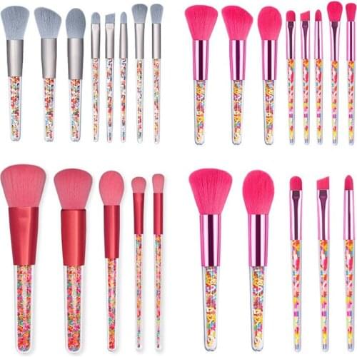 New 5pcs Candy Makeup Brushes Transparent Handle 5pcs Makeup Brush Set Beauty Tools Granule Makeup Brush Wholesale