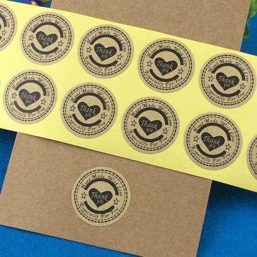 5000PCS/Lot 3cm circular Thank You love self-adhesive stickers kraft label sticker DIY Hand Made Gift /Cake paper stickers