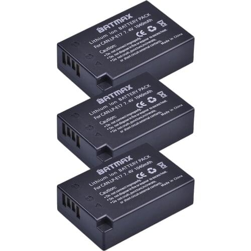 3-Pack LP-E17 LPE17 LP E17 Rechargeable Battery for Canon For EOS M3 M5 750D 760D T6i T6s 800D 8000D Kiss X8i Cameras and more